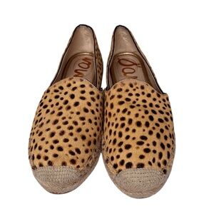 Sam Edelman Kesia Animal Print Pony Hair Leather Espadrilles  Size 11